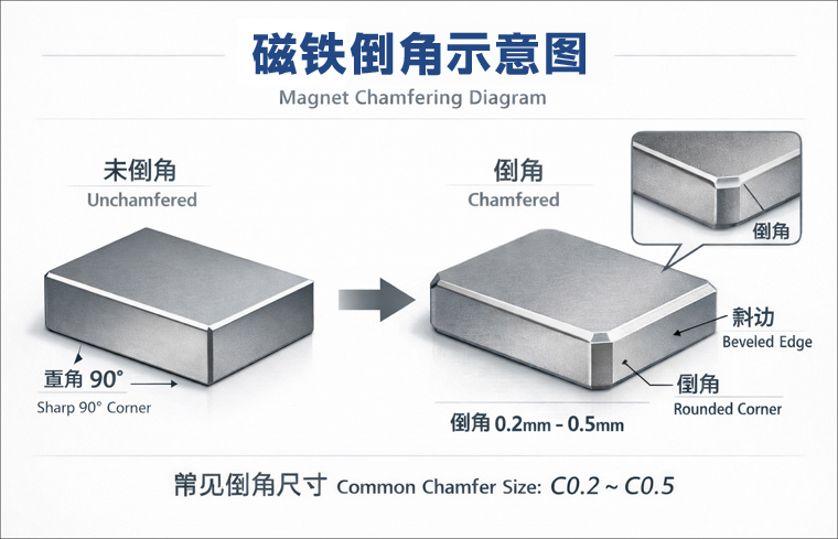 磁铁倒角示意图