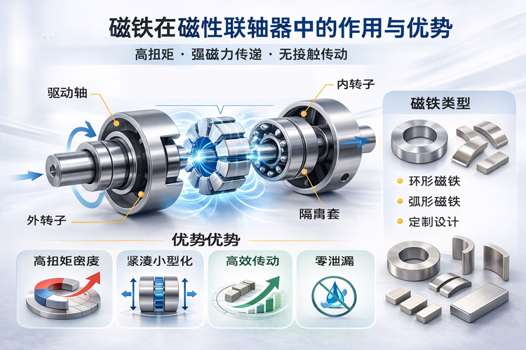 钕铁硼磁铁在磁性联轴器中的作用与优势